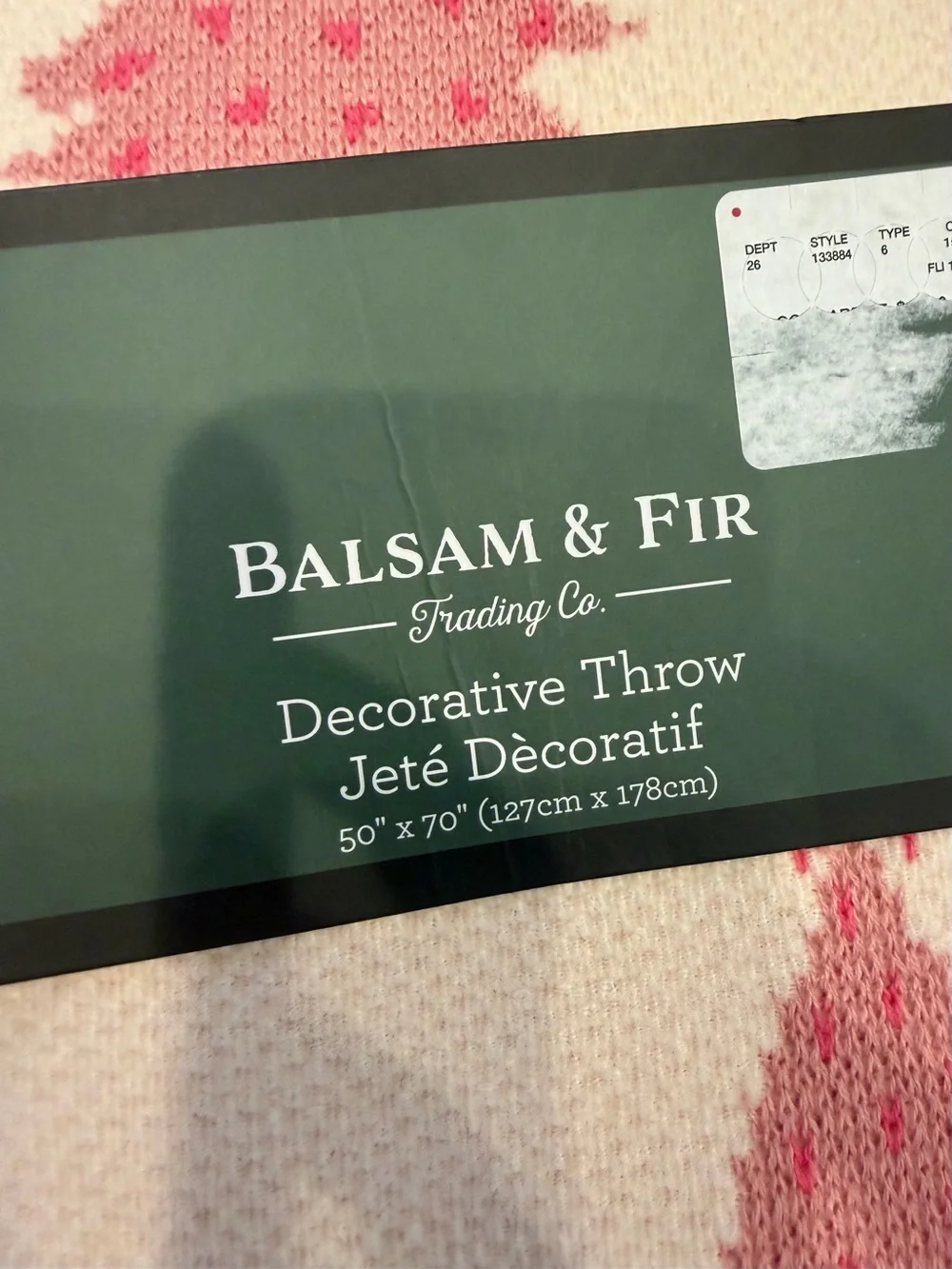Balsam & Fir Pink Tree Pattern Holiday Throw Blanket Christmas soft NWT